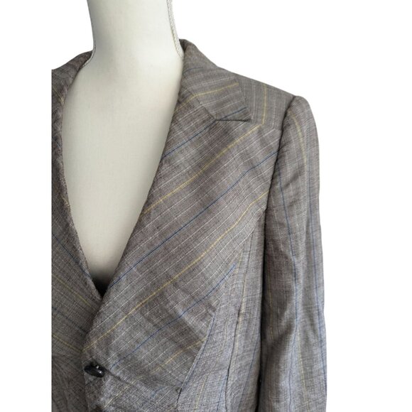 ESCADA Vintage Brown Patterned Wide Lapel Blazer Jacket Size 44 - Picture 4 of 9